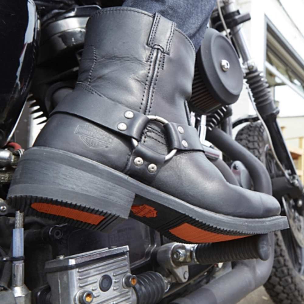 Harley Davidson El Paso Harness Zipper Black Leather Moto Motorcycle Boot 8